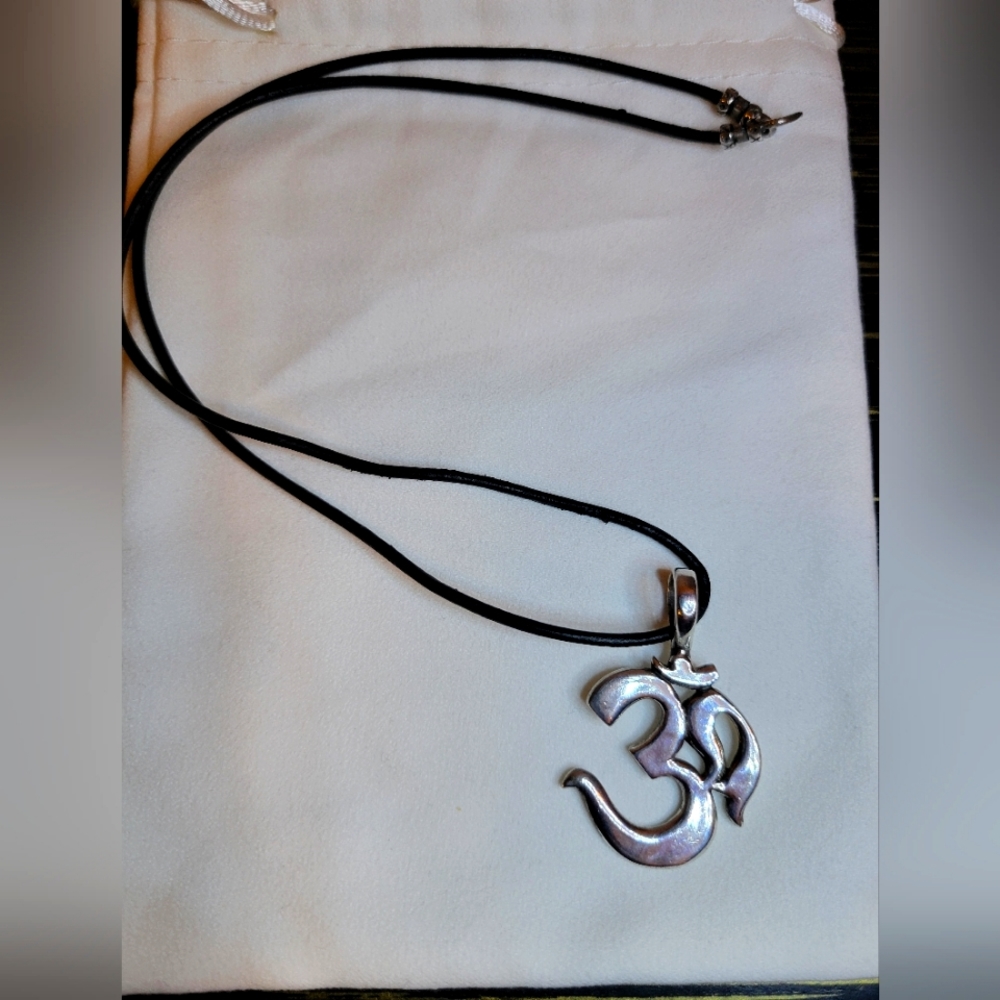 Silver Ohm Symbol on Cord Necklace